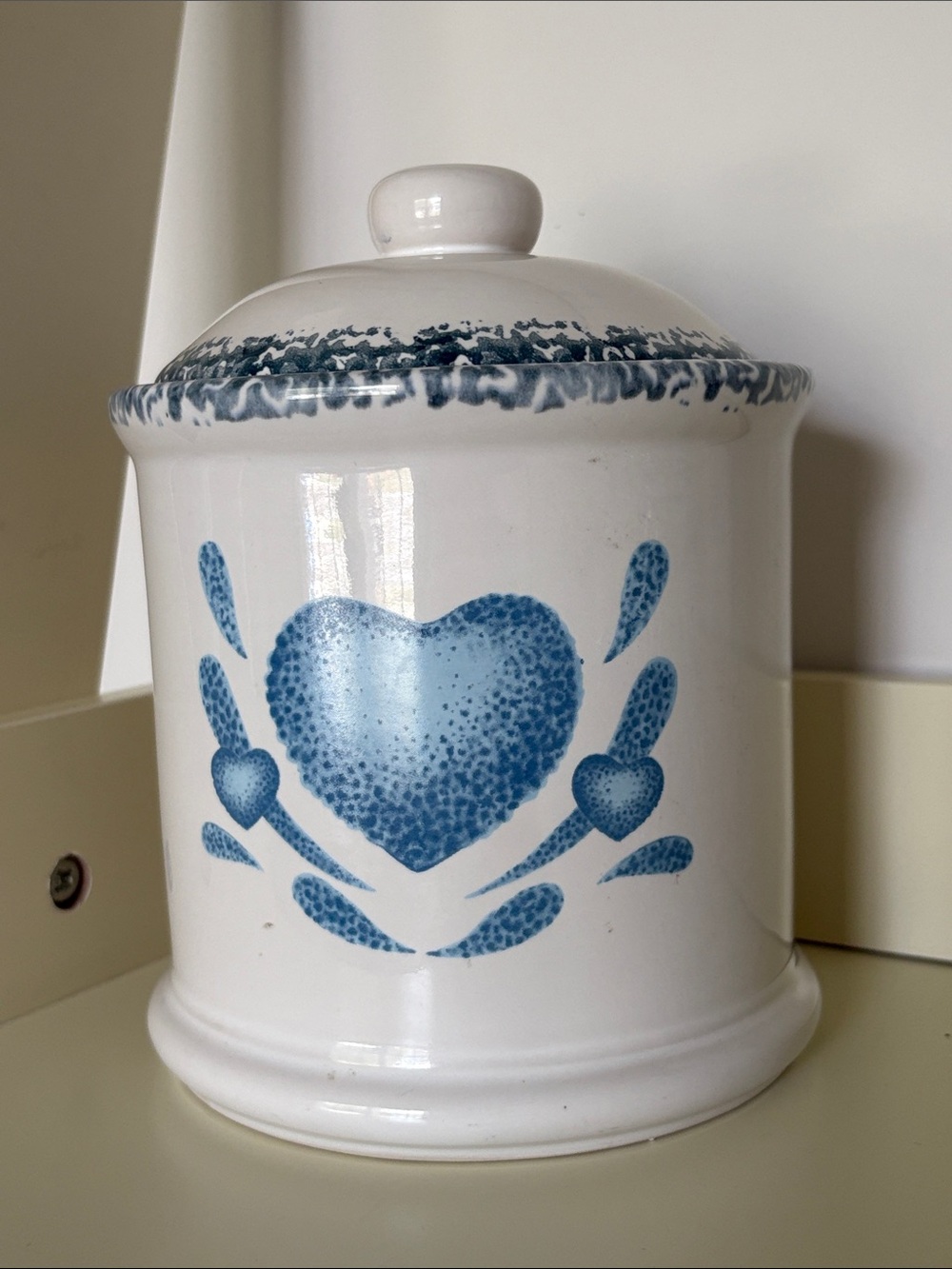 Blue Heart Ceramic Canister